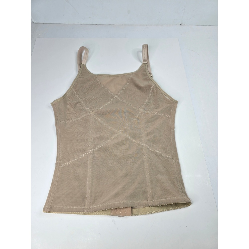 Womens XL Nude Floral Lace Waist Cincher Shapewear Vest Hook & Eye 5002